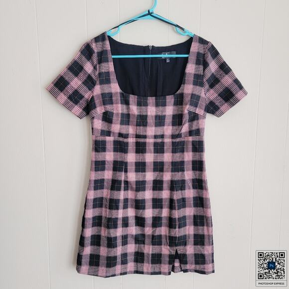 Lulus Extra Credit Black & Red Plaid Short Sleeve Mini Dress - Picture 2 of 5